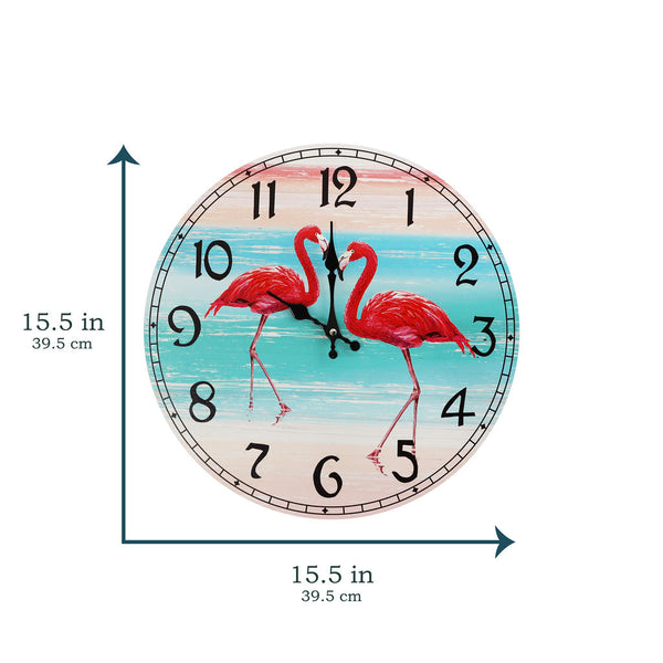 Decorative Flamingo Wall Clock, Large (15.75 inches)