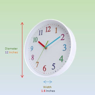 Colorful Easy to Read Playful Wall Clock With Silent Non-Ticking Sweep Movement
