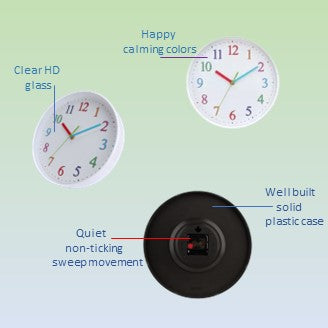 Colorful Easy to Read Playful Wall Clock With Silent Non-Ticking Sweep Movement