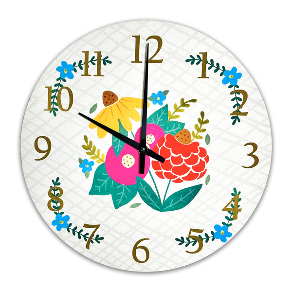 Floral Design Decorative Wall Clock (11.5 Inch)