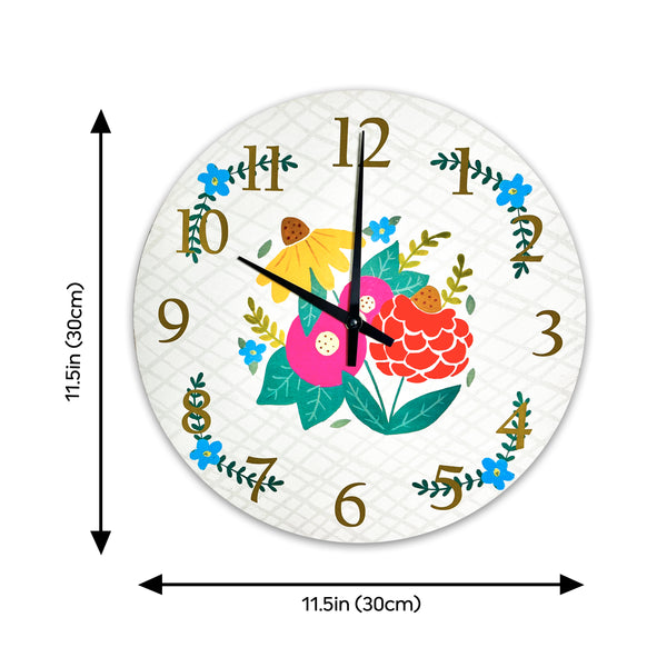 Floral Design Decorative Wall Clock (11.5 Inch)