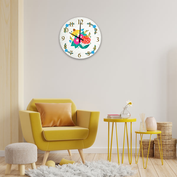 Floral Design Decorative Wall Clock (11.5 Inch)