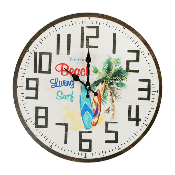 Beach Living, Surfboard Wall Clock