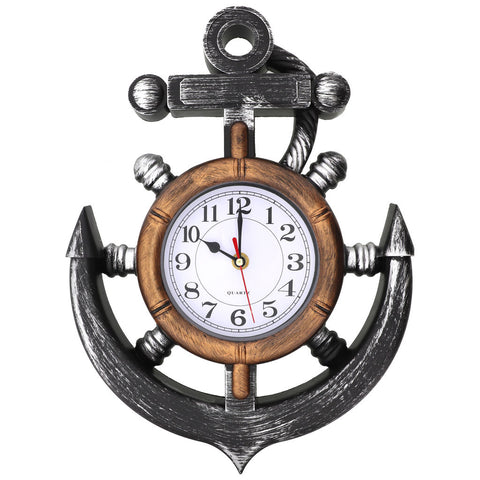 Anchor and Boat Wheel Wall Clock