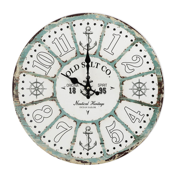 Nautical Wall Clock, Weathered Distressed Wood Rustic Look