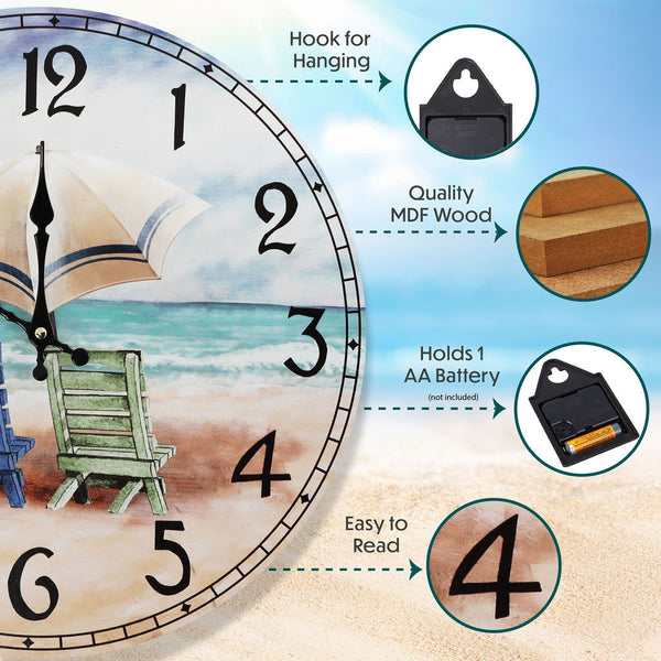 Chairs On The Beach Wall Clock