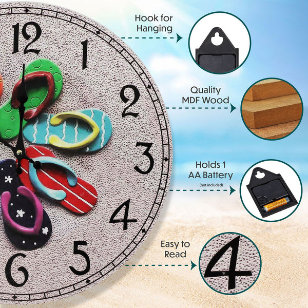 Flip Flops on The Beach Wall Clock