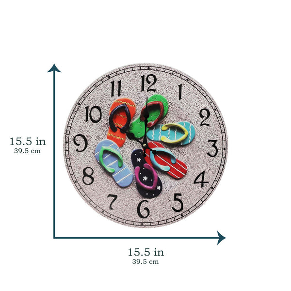 Flip Flops on The Beach Wall Clock