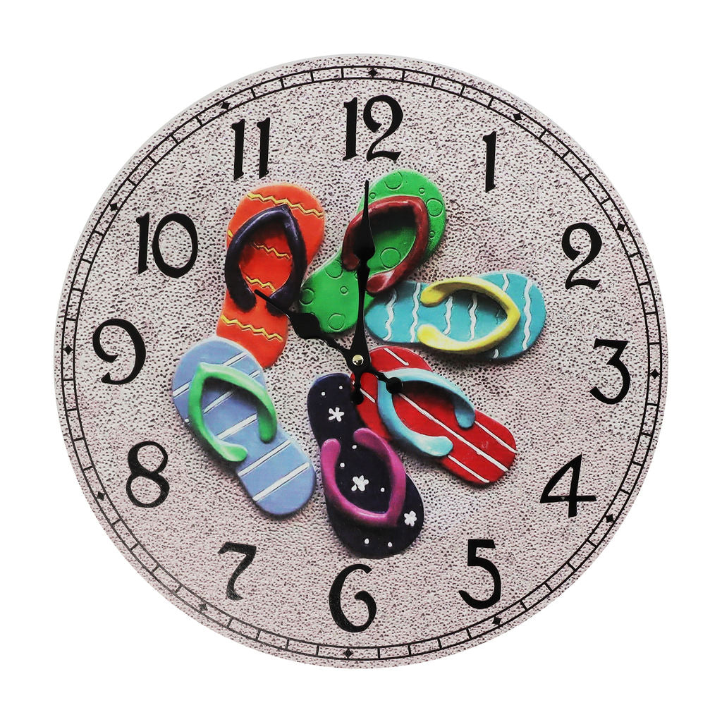 Flip Flops on The Beach Wall Clock