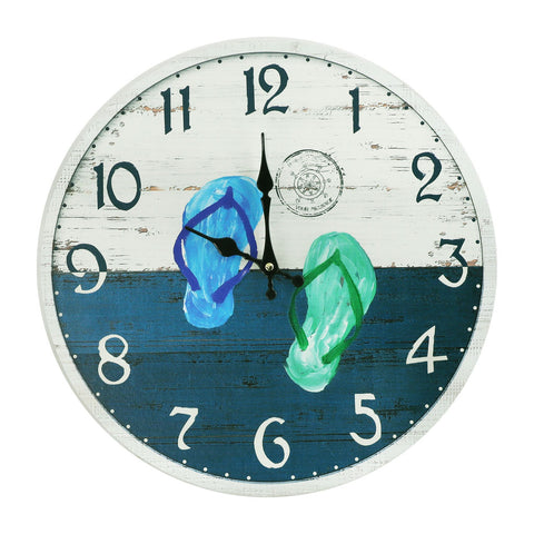 Flip Flops on The Deck, Large Wall Clock, (15.75 Inches)