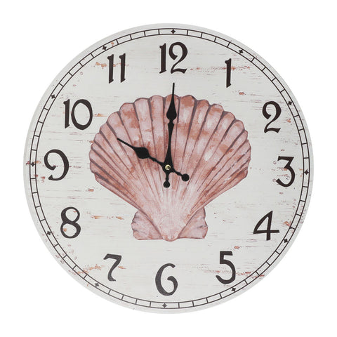 Weathered Wood Rustic Seashell Wall Clock