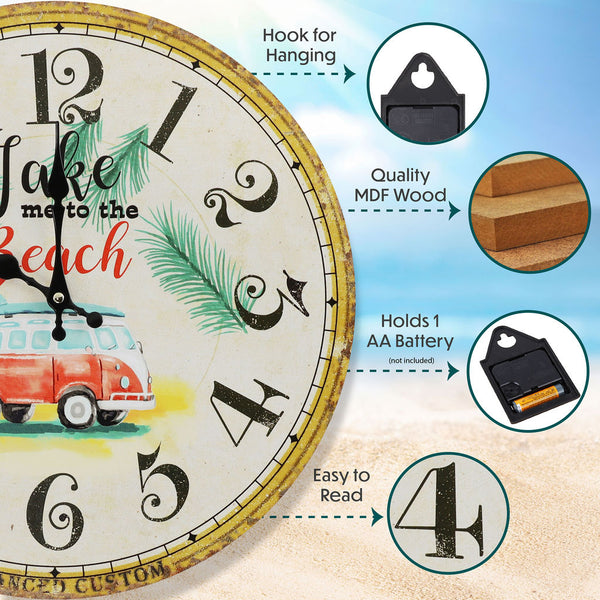 Retro Beach Wall Clock (15.75 Inch)