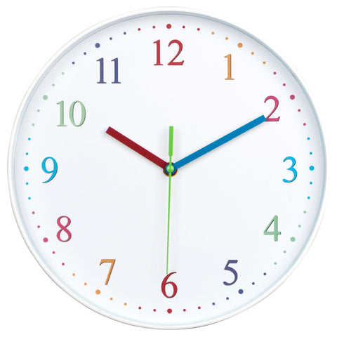 Colorful Easy to Read Playful Wall Clock With Silent Non-Ticking Sweep Movement