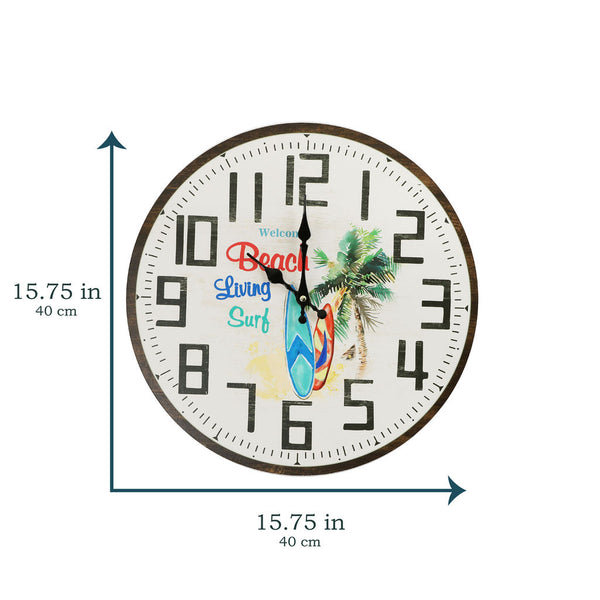 Beach Living, Surfboard Wall Clock