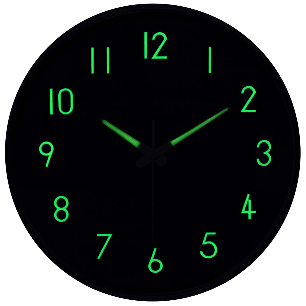 Black Glow-in-the-Dark Wall Clock