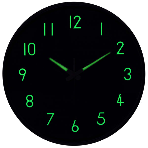 Midnight Blue Midnight Blue Wall Clock with Glow in The Dark Numbers and Hands, and Silent Non Ticking Movement