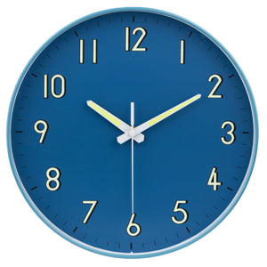 Midnight Blue Midnight Blue Wall Clock with Glow in The Dark Numbers and Hands, and Silent Non Ticking Movement