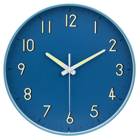 Midnight Blue Midnight Blue Wall Clock with Glow in The Dark Numbers and Hands, and Silent Non Ticking Movement