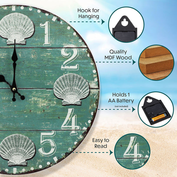 Weathered Seashell Wall Clock