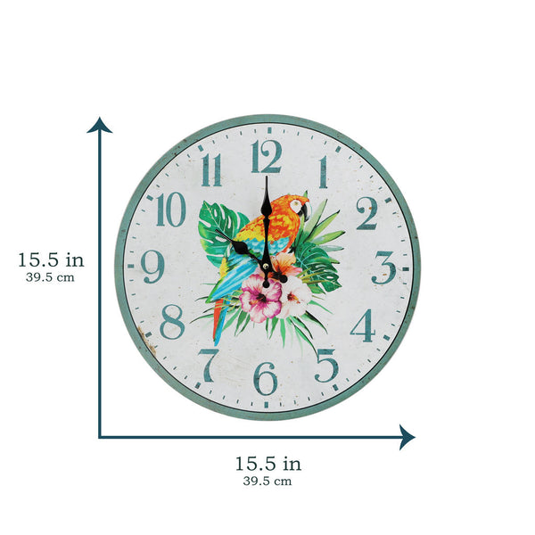 Decorative Tropical Parrot Wall Clock, (15.75 Inch)