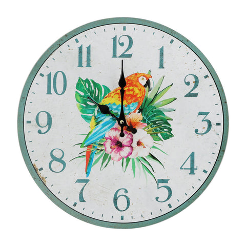 Decorative Tropical Parrot Wall Clock, (15.75 Inch)