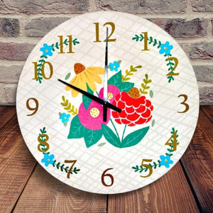 Floral Design Decorative Wall Clock (11.5 Inch)