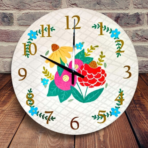 Floral Design Decorative Wall Clock (11.5 Inch)