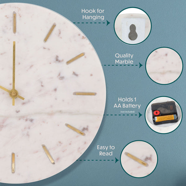 Genuine Marble Wall Clock (9 inch)